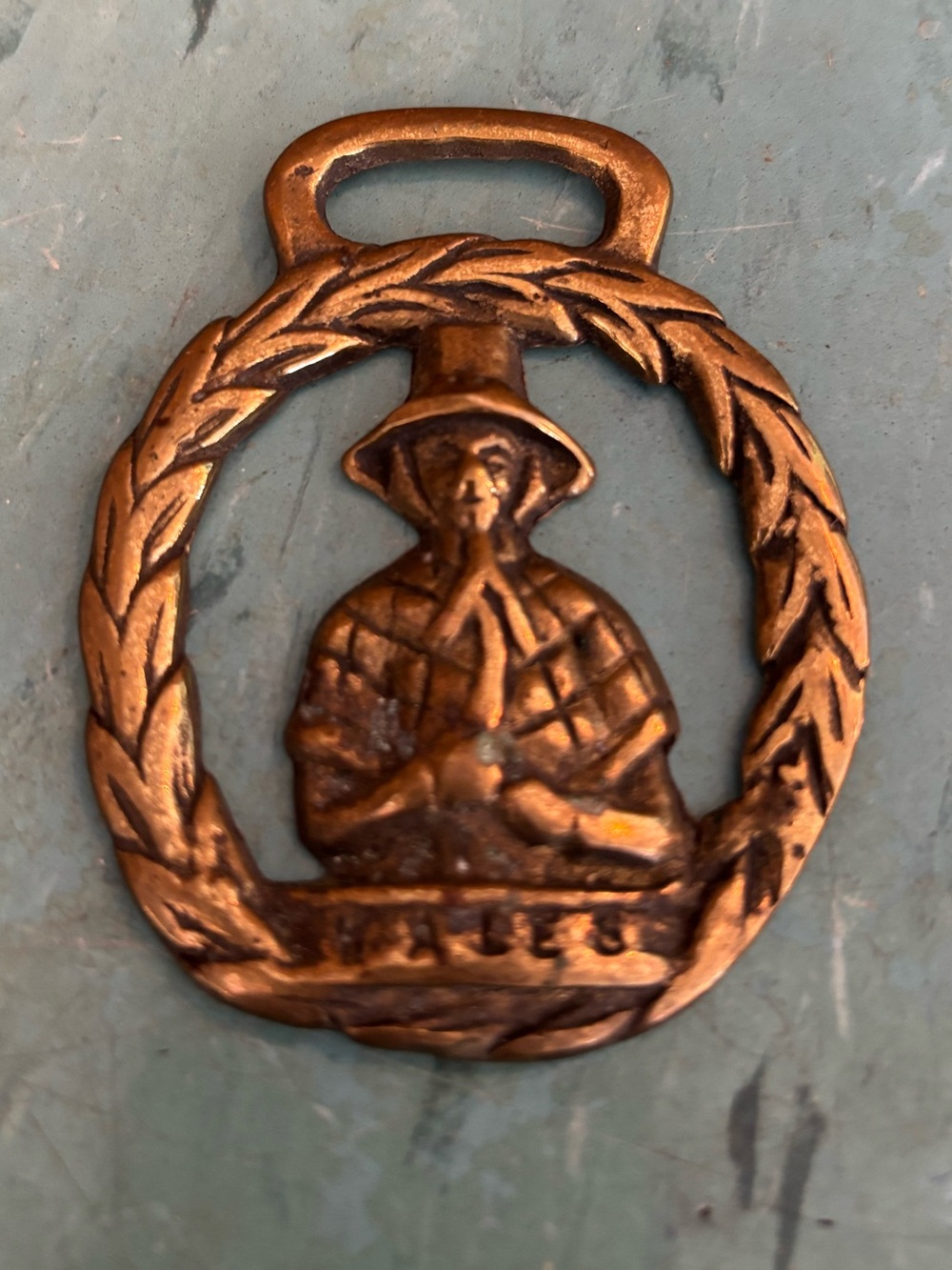 Vintage horse brass bridle English horse medallion